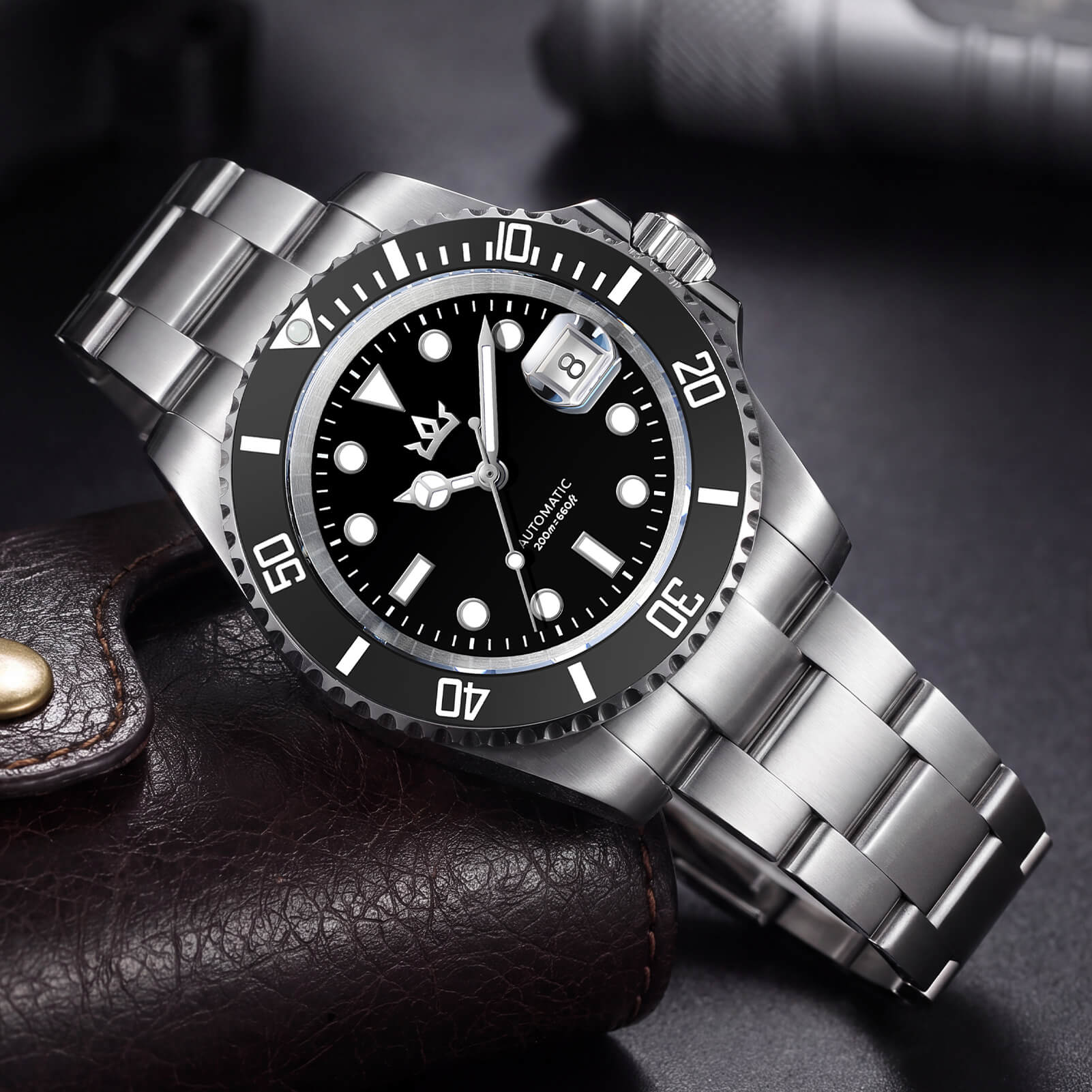 🔥Halloween Sale🔥AddiesKIN 40mm Sardonyx Stone Dial Ceramic Bezel ST2130 Luxury Automatic Dive Watch K012