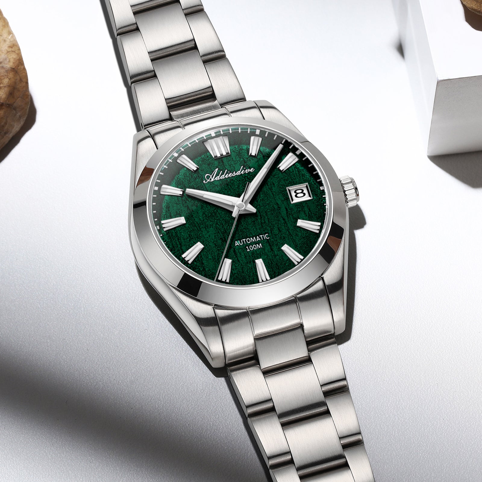U.S. Warehouse -ADDIESDIVE 39mm 3D Bark Texture Dial NH35 Automatic Watch AD2075