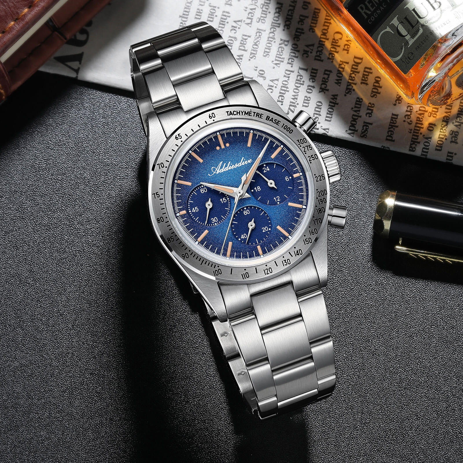 🔥EarlyBird🔥ADDIESDIVE 37mm 0s20 Chronograph Watch AD2552