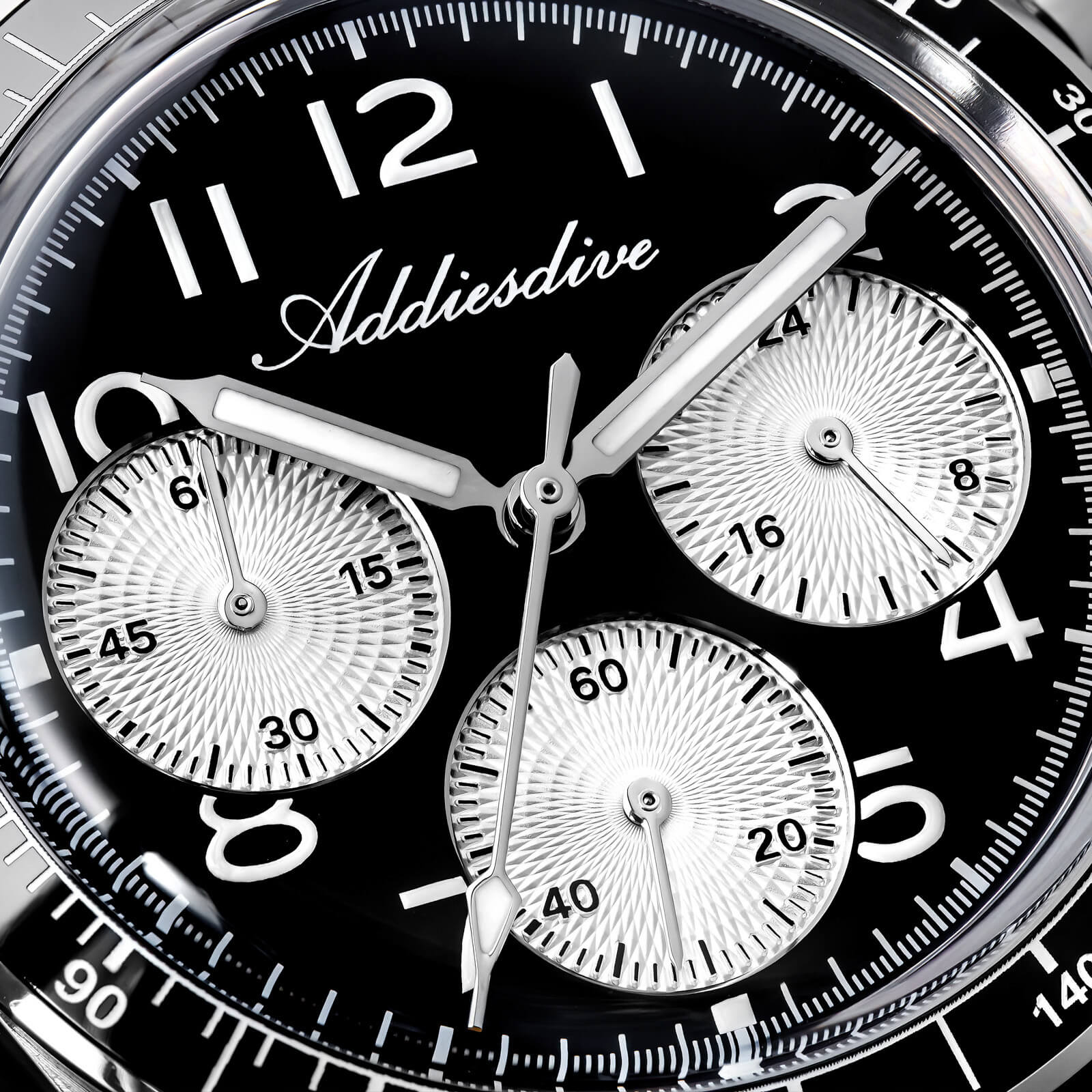 ★India Warehouse★ADDIESDIVE 37mm VK63 Triple-Register Chronograph Watch AD2517
