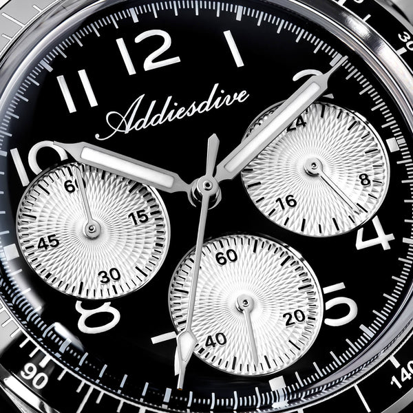 ★India Warehouse★ADDIESDIVE 37mm VK63 Triple-Register Chronograph Watch AD2517