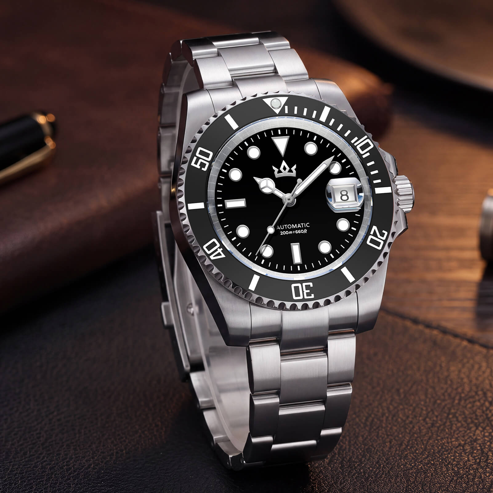 🔥Halloween Sale🔥AddiesKIN 40mm Sardonyx Stone Dial Ceramic Bezel ST2130 Luxury Automatic Dive Watch K012