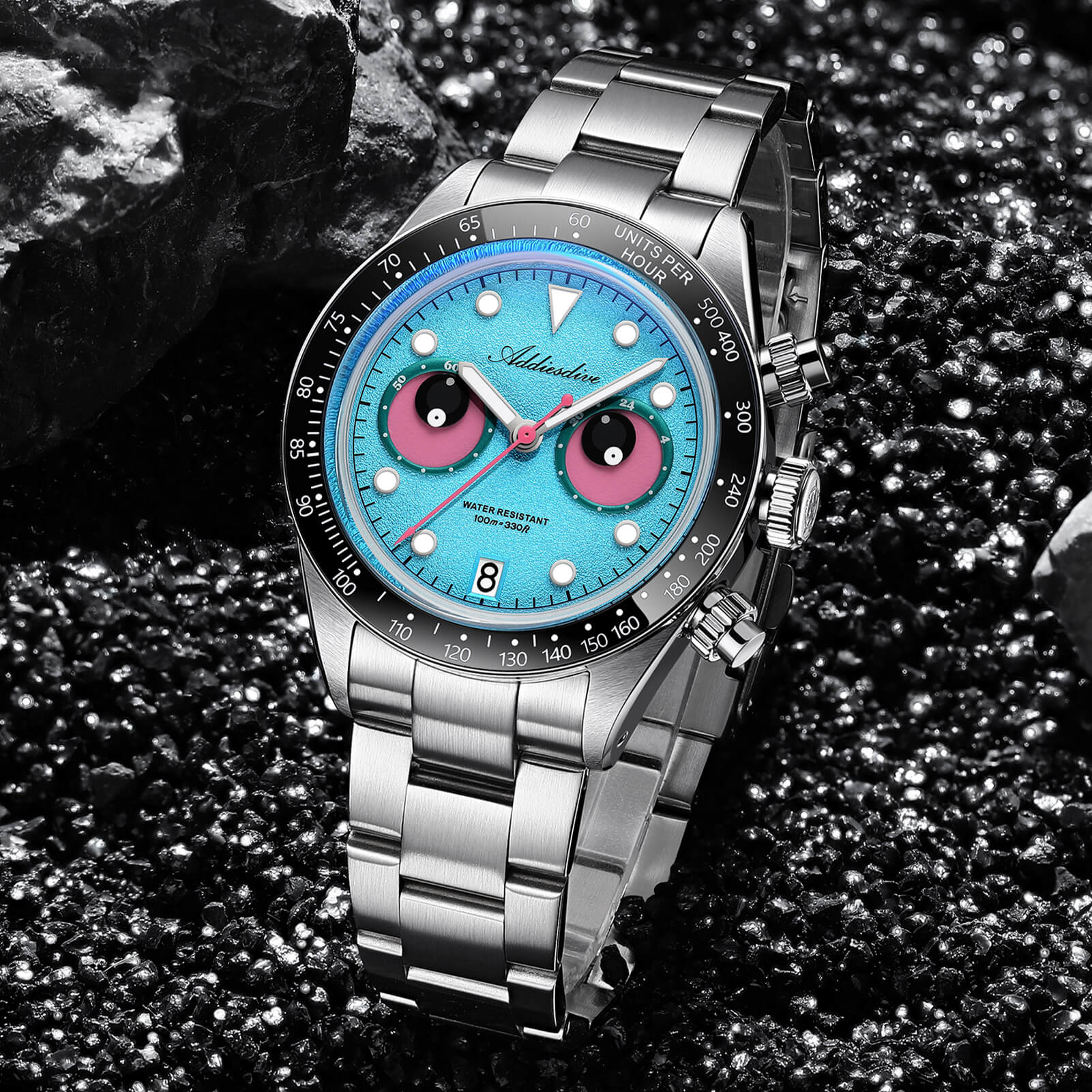 ADDIESDIVE 40mm VK64 Quartz Chronograph Eye Dial Watch AD2557