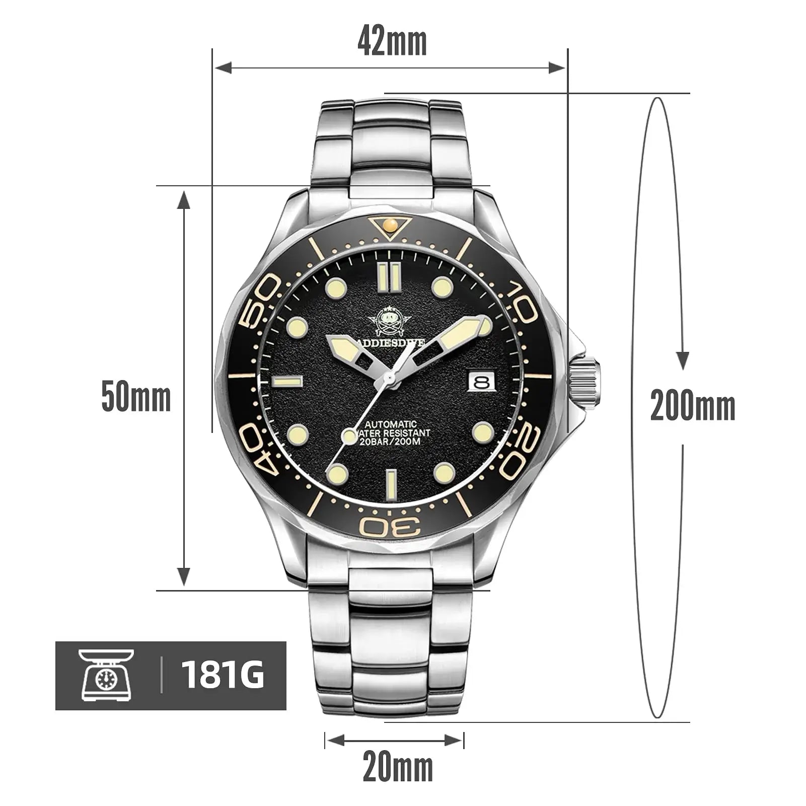 U.S. Warehouse -ADDIESDIVE® Seamaster Men's Automatic Divers Watch AD2106