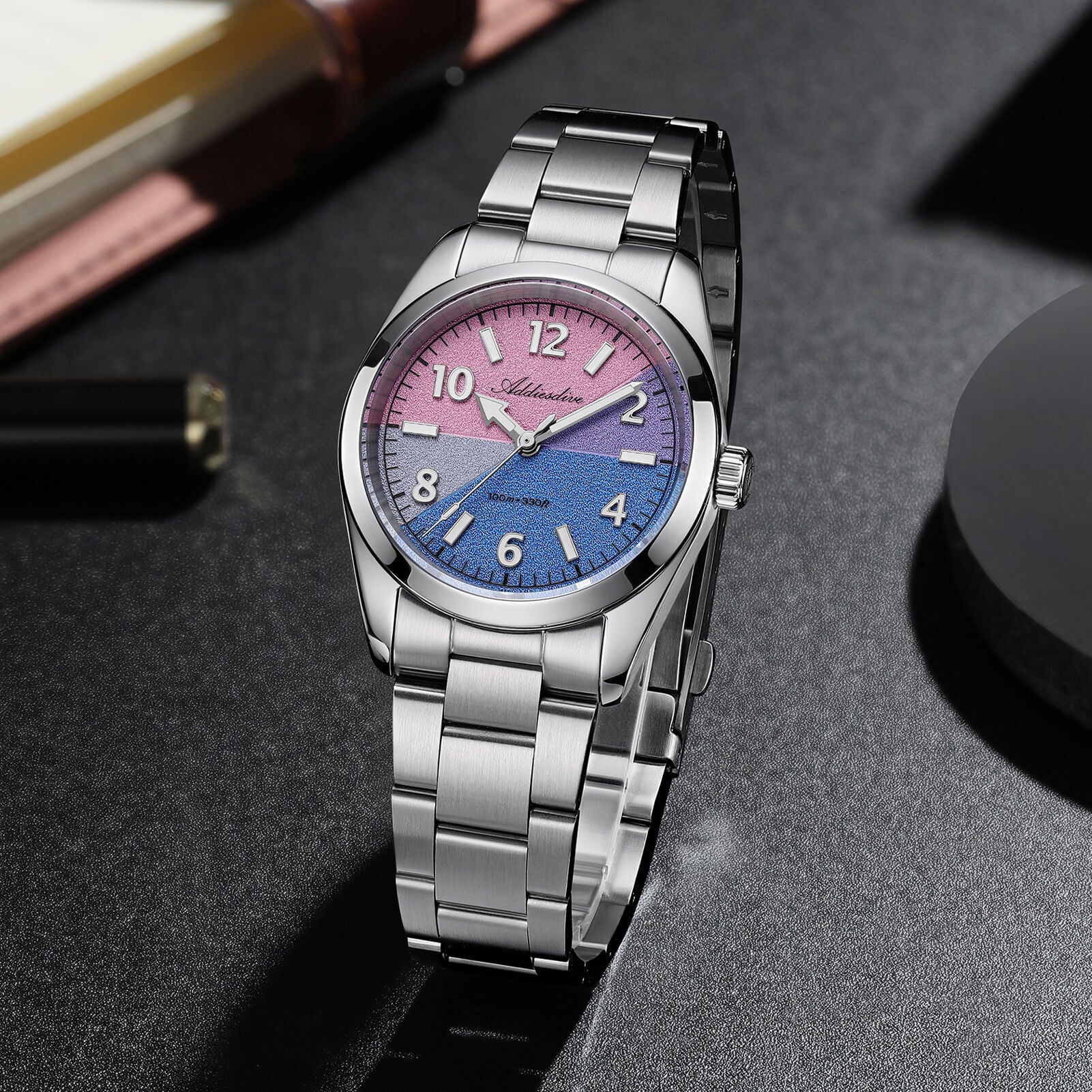 🔥New Arrival🔥ADDIESDIVE 36mm Color Block Dial Quartz Watch AD2555 Sapphire Crystal