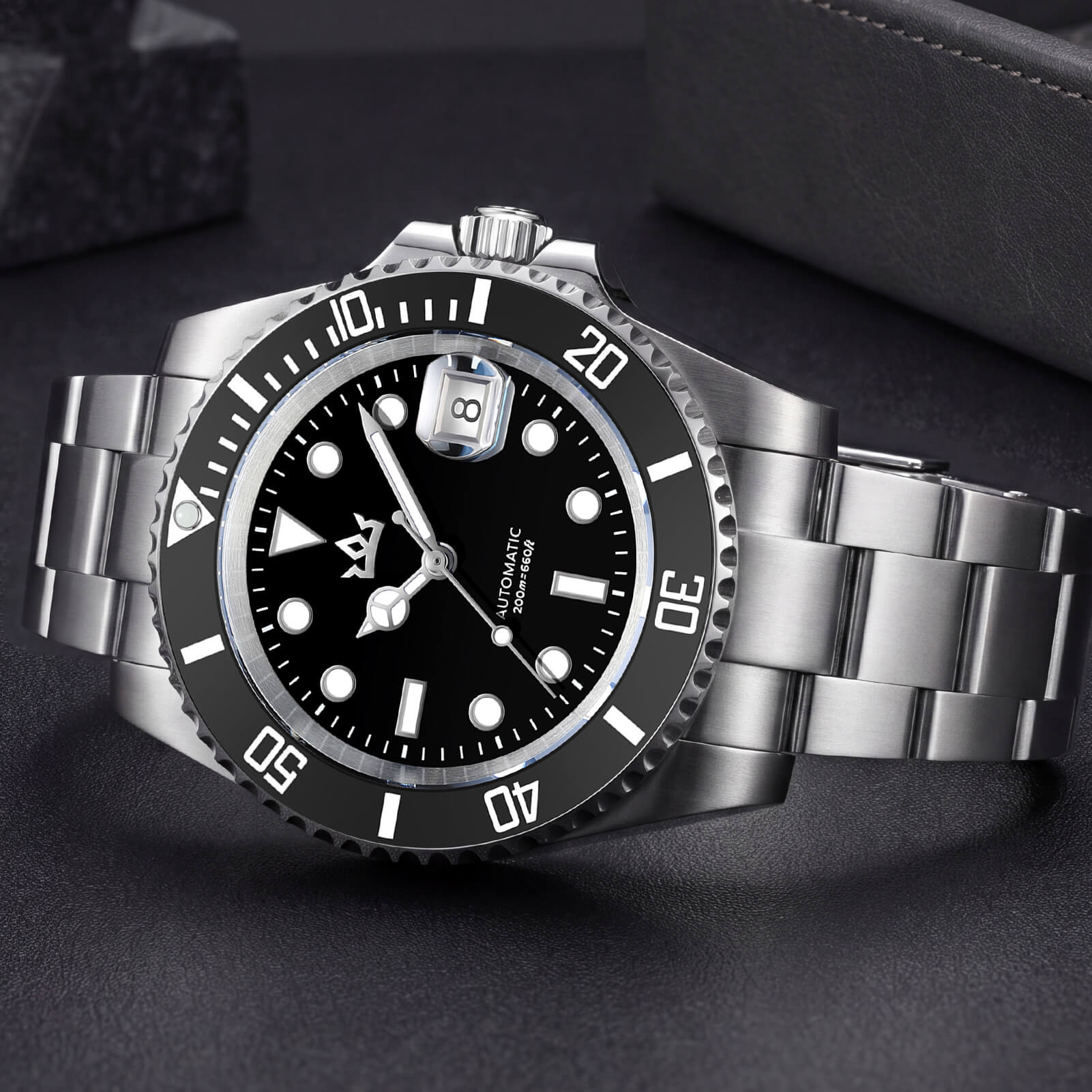 🔥Halloween Sale🔥AddiesKIN 40mm Sardonyx Stone Dial Ceramic Bezel ST2130 Luxury Automatic Dive Watch K012