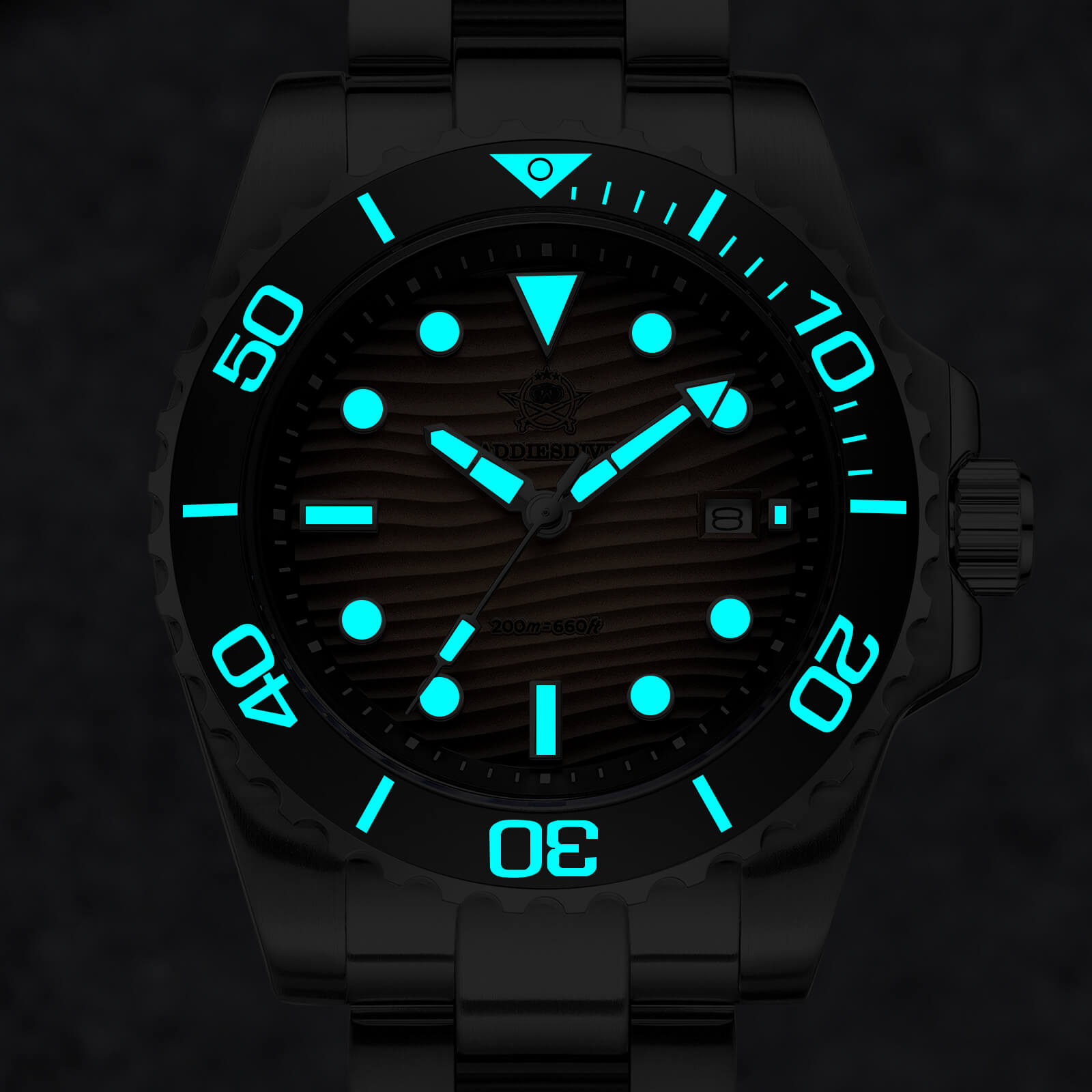 ★Xmas Sale★Addiesdive 41mm Desert Texture Sub Diver Quartz Watch AD2537