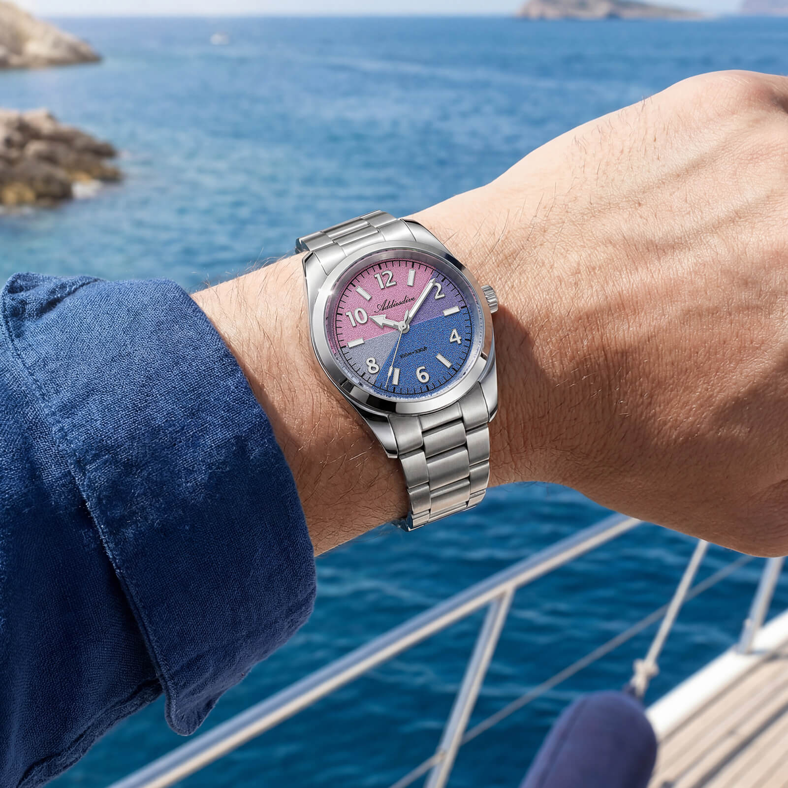 🔥New Arrival🔥ADDIESDIVE 36mm Color Block Dial Quartz Watch AD2555 Sapphire Crystal
