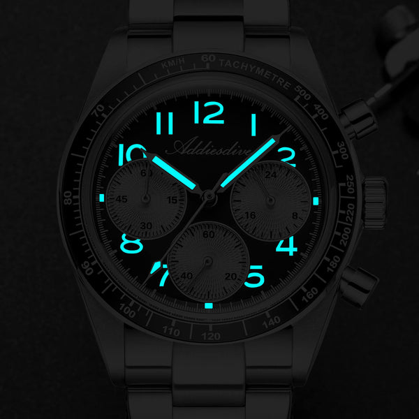 ★India Warehouse★ADDIESDIVE 37mm VK63 Triple-Register Chronograph Watch AD2517