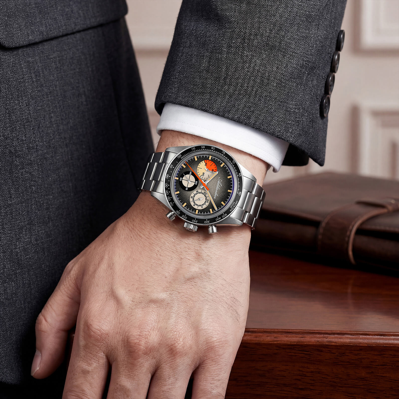 ★India Warehouse★ADDIESDIVE 37mm Luxury Quartz Chronograph Watch AD2551