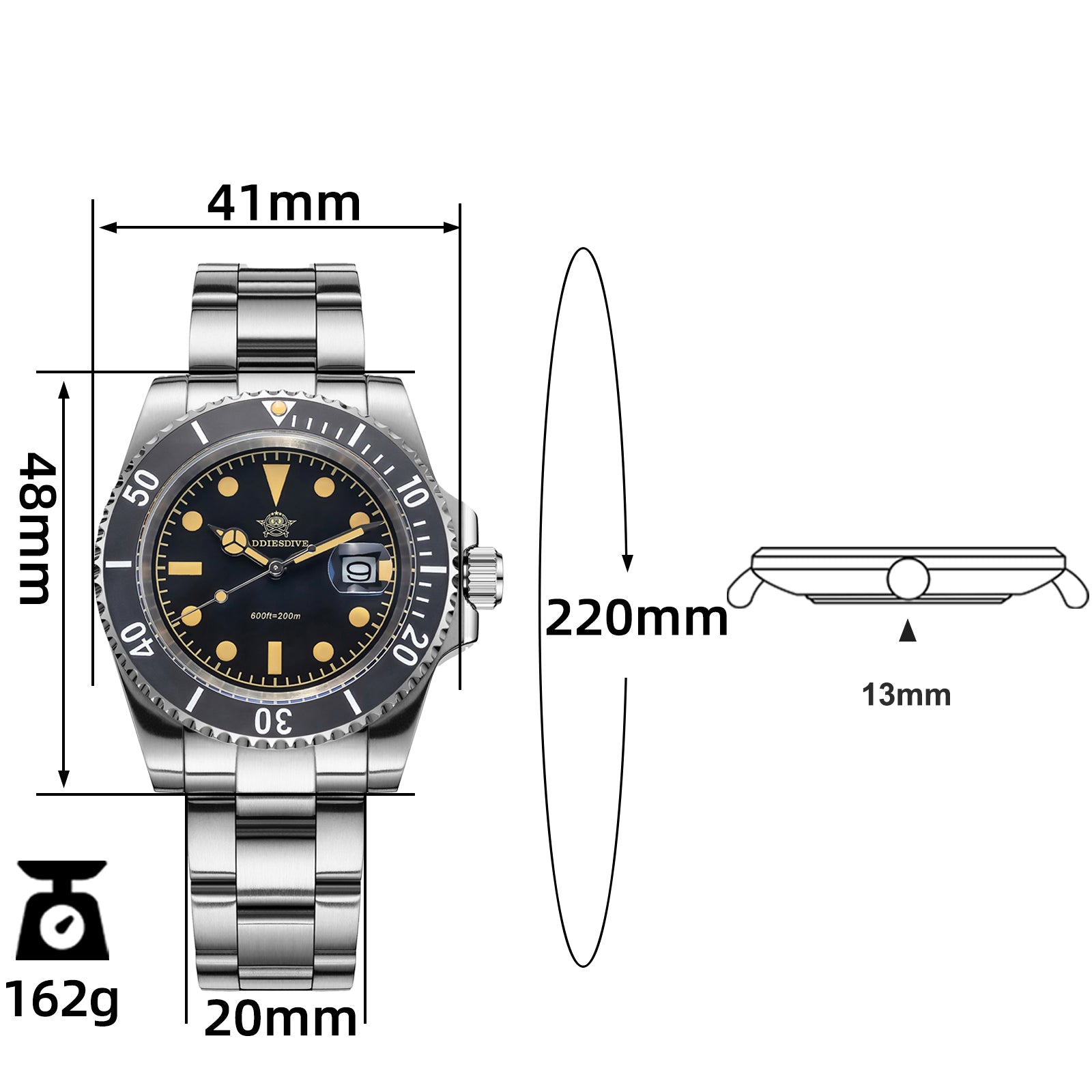 ★India Warehouse★ADDIESDIVE Retro Sub Quartz Watch AD2054