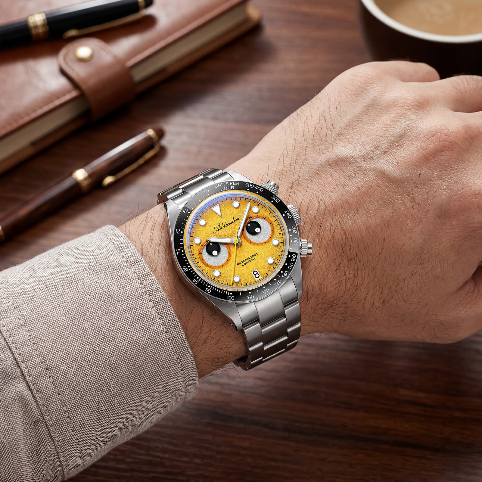 ADDIESDIVE 40mm VK64 Quartz Chronograph Eye Dial Watch AD2557