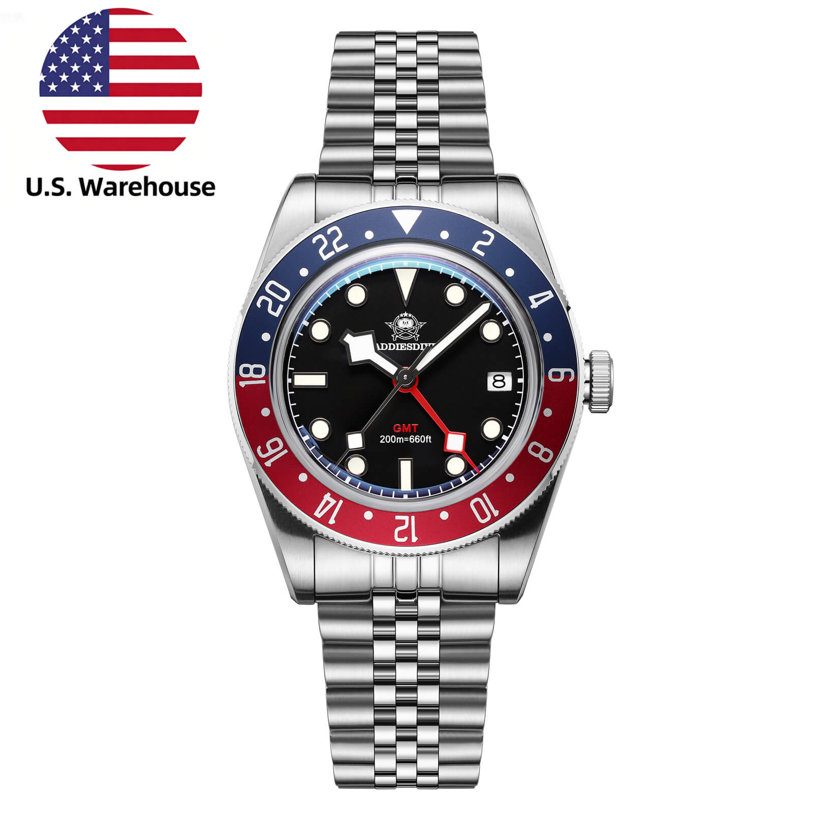 U.S. Warehouse -ADDIESDIVE 39mm BB58 GMT Quartz Watch AD2044