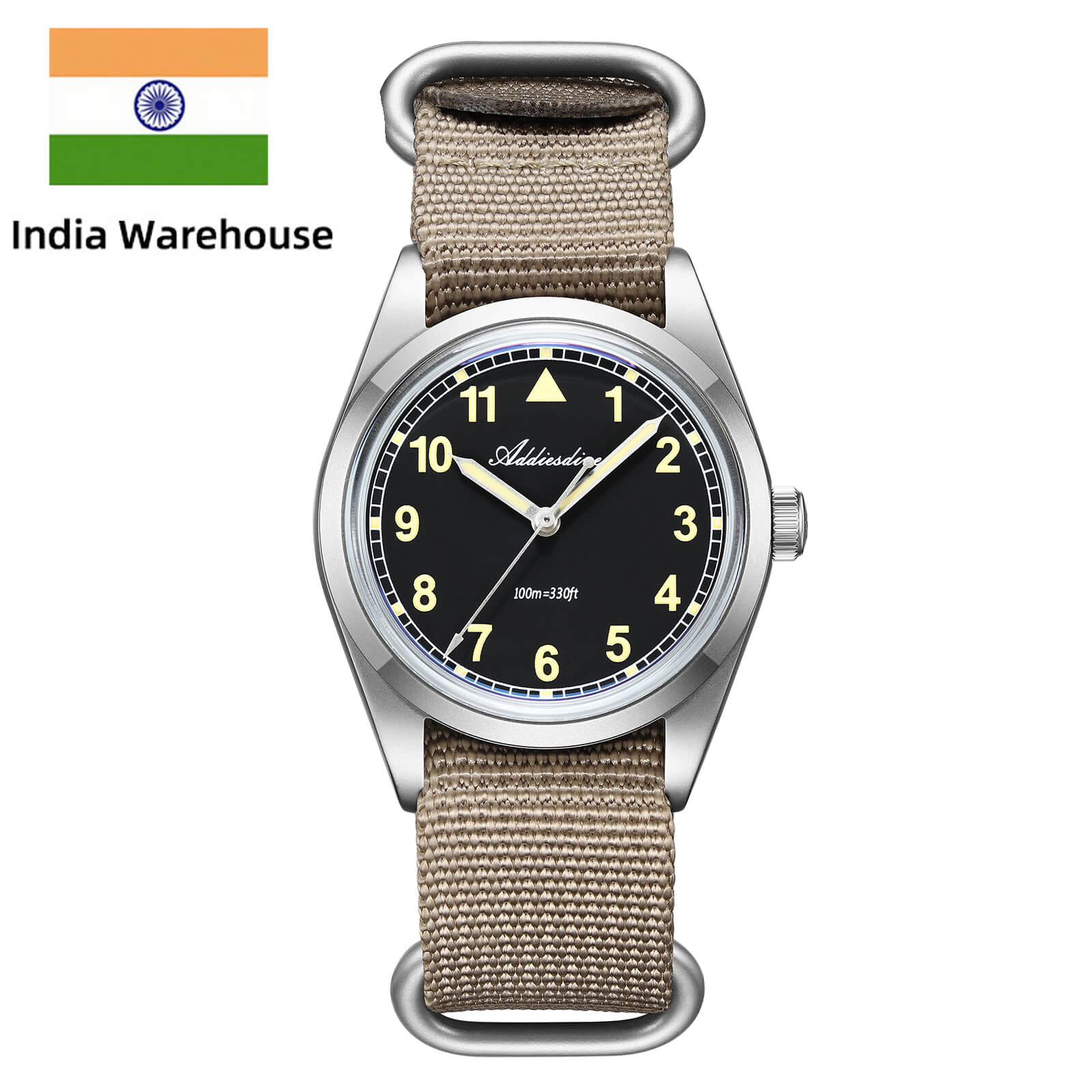 ★India Warehouse★ADDIESDIVE 36mm VH31 Retro Pilot Field Watch AD2079