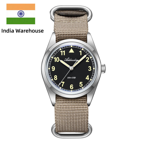 ★India Warehouse★ADDIESDIVE 36mm VH31 Retro Pilot Field Watch AD2079