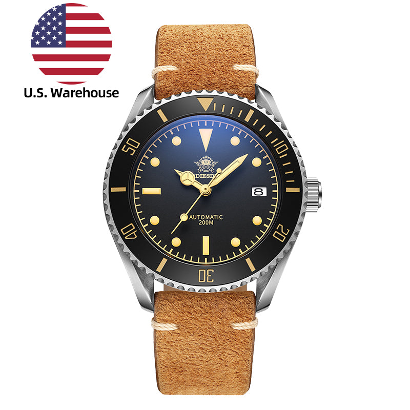 U.S. Warehouse -ADDIESDIVE® Scuba Leather Automatic Scuba Watch AD2101