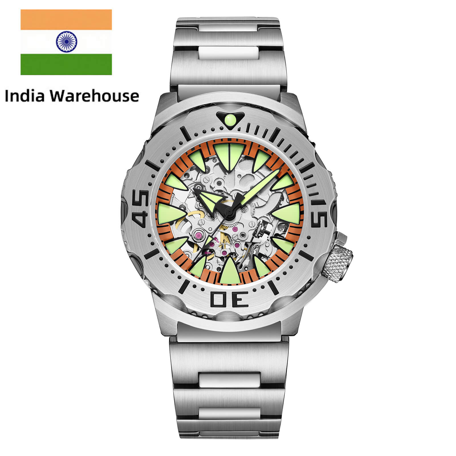 ★India Warehouse★ADDIESDIVE OceanMonster Dive Watch AD2103-skeleton