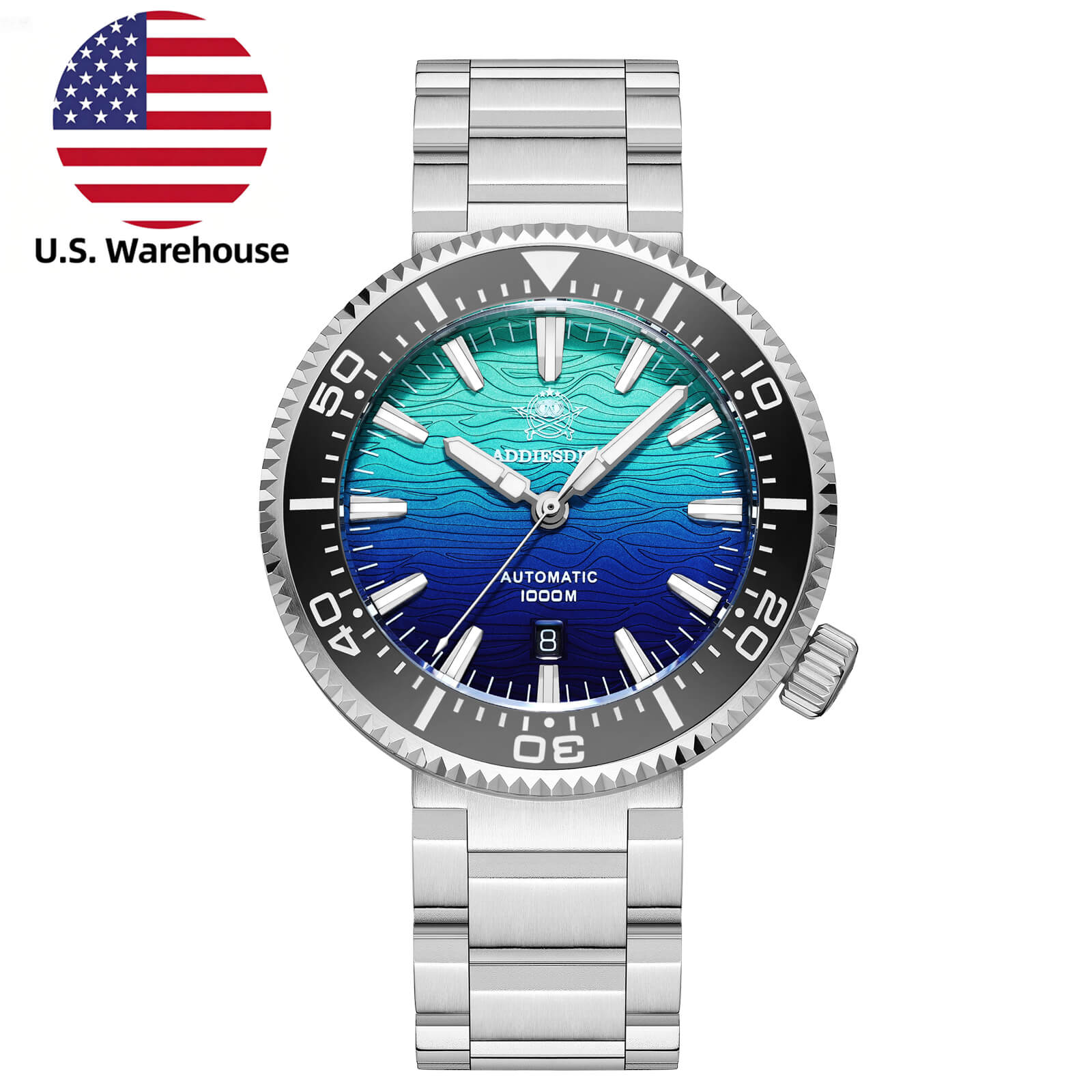 U.S. Warehouse -Addiesdive 46mm Puck Style Diver Watch AD2526 – 1000M Water Resistant, Japan 8215 Automatic