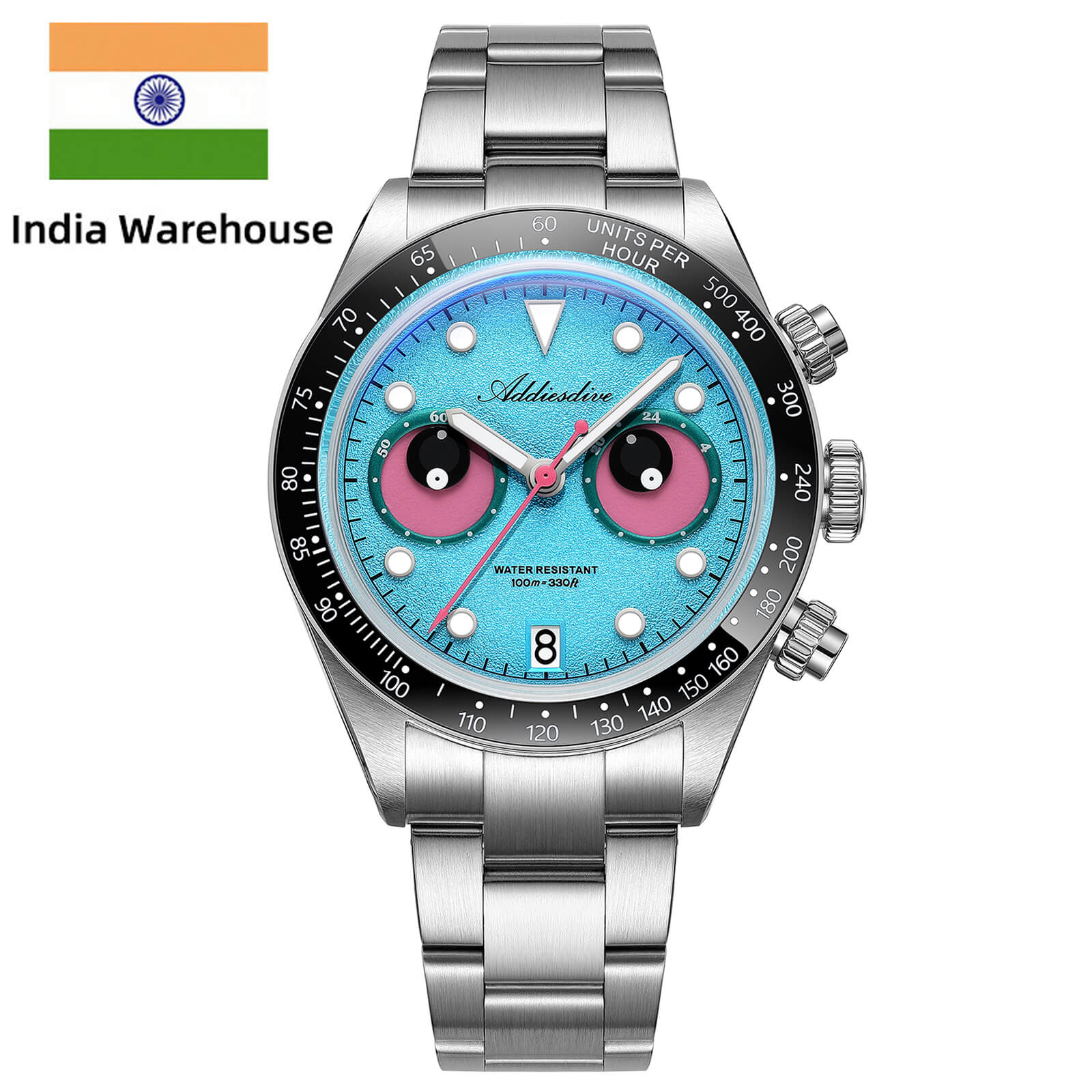 ★India Warehouse★ADDIESDIVE 40mm VK64 Quartz Chronograph Watch AD2557