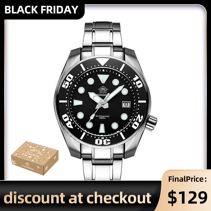 ★Black Friday★ADDIESDIVE® Sumo Green Professional Dive Watch for Men 44.5mm (MY-H10) Black/Green/Blue Dial
