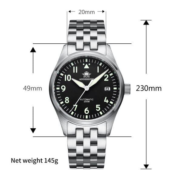 ADDIESDIVE®39mm Automatic Watch NH35A Movement Steel Strap