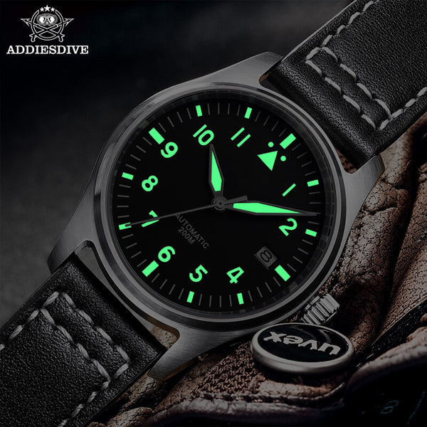 ADDIESDIVE® Black Dail Elegant Men Automatic Watch Diver