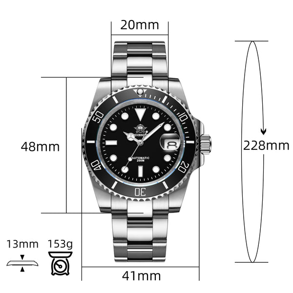 ADDIESDIVE Montre De Plongée Automatique Homme - Étanche 200m - Mouvement Japonais 8215 - Cadran Lumineux - Acier Inoxydable